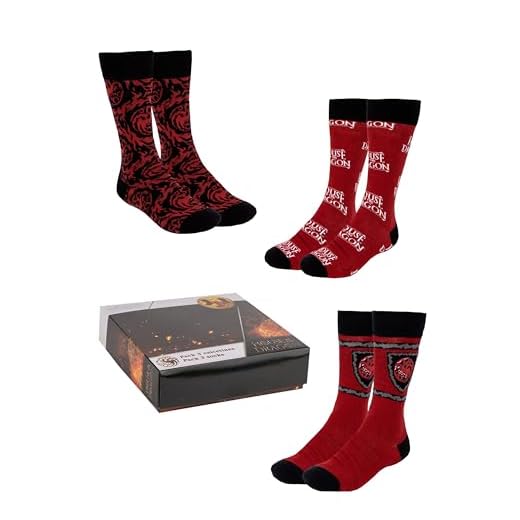 House of the Dragon Calcetines para Hombre, Diseño Targaryen Pack de 3 Calcetines para Adultos y Adolescentes, Talla EU 40/46