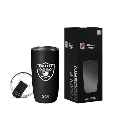 Image of Simple Modern Las Vegas Raiders Coffee Mug with Flip Lid | 16oz | NFL | Voyager Officially Licensed Raiders Stainless Steel Coffee Tumbler | Football Gift for Men, Dad, Him, Her