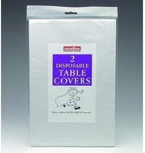 2 DISPOSABLE PAPER TABLE COVERS PER PACK SIZE 90C M x 90CM (BY CAROLINE) (WHITE)