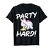 Damen Party Hard Feiern Malle Ibiza JGA Techno Rave Einhorn T-Shirt