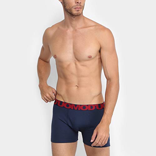 Kit 6 Cuecas Boxer Algodão, Duomo, Masculino, Marinho/Mescla/Branco, M