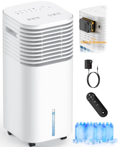Image of Windowless Air Conditioner, Compatible with DeWalt 20V Max Battery | AC /DC Powered, 4Modes, 3Speeds, 15H Timer, 3 Gal Tank for 24H Cooling 600Sq.Ft, No Hose Needed for Room, Battery Not Included