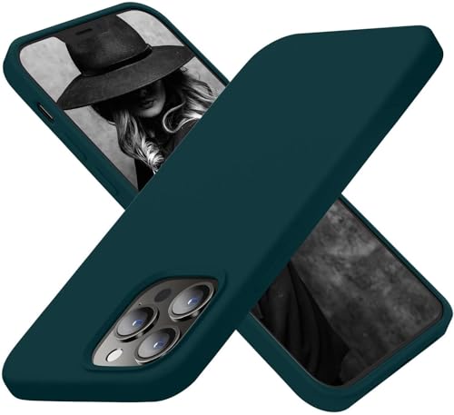 Image of M Cart Liquid Silicon case for iPhone 14 Pro Max, Soft TPU Shockproof Scratch Resistant Slim Thin Protective Cover Case (Dark Greenish Blue)