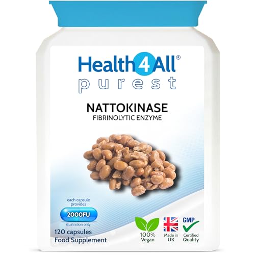Health4All Nattokinase 2000FU per Capsule, 120 Capsules 4 Month Supply, Purest Vegan Protein Enzyme from Japanese Natto, High Strength Cardiovascular Health Support Nattokinase Supplement | Made in UK