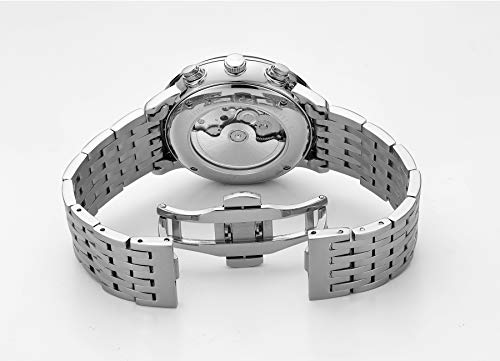 Image of FEICE Men's Mechanical Analog Watch Bauhaus Automatic Watch Stainless Steel Self-Winding Wrist Watches Casual Dress Watches for Men with Leather Bands Date Calendar -Fm121 (Black-2)