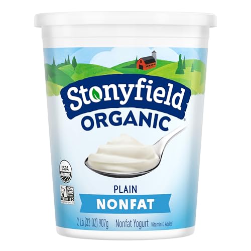 Stonyfield Organic Nonfat Yogurt, Plain, 32 oz.; Multiserving Yogurt Snack & Cooking Substitute