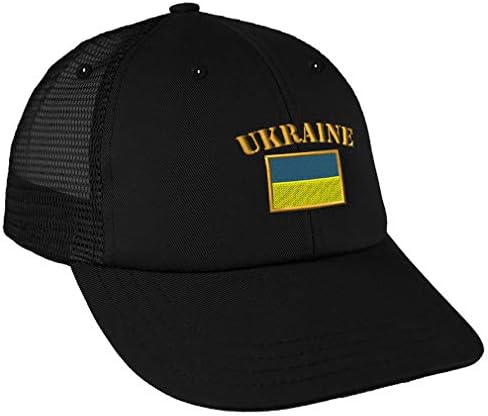 Speedy Pros Trucker Hat Baseball Cap Ukraine Flag Embroidery Cotton Dad Hats for Men & Women Snapback Black