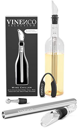 VINENCO Wine Chiller Set + Foil Cutter, Stopper, Storage Pouch & Ebook