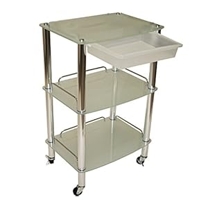 Glass & Chrome Roller Trolley and Product Display Shelf Spa Salon Beauty Equipment