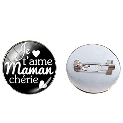 Je T'Aime - Broche de cristal con forma de cabujón para mamá, papá, amor, familia, cúpula, artesanía, para joyería familiar Cover
