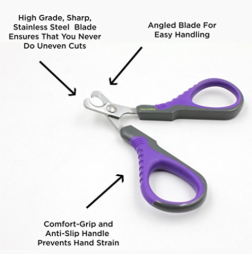 Professional Pet Nail Scissors By Hertzko - Sharp Stainless Steel Angled Blade For Easy Cutting - Suitable For Small Breed Animals - Dogs, Cats, Rabbits And Birds #TOP2