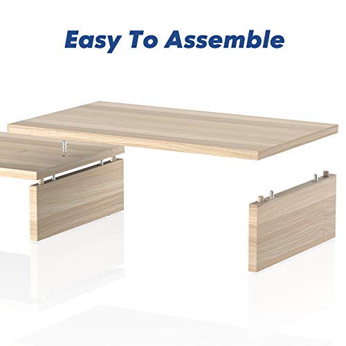 FITUEYES Dual Supporto per Monitor in Legno Oak Girevole Lunghezza Regolabile Supporto per PC Schermo e Computer Portatile 92.5-108x23.5x10.2cm DT108006WO
