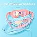 fxwtich Children's Swimming Goggles for Kids 6-14 Anti-Fog Waterproof Pool Glasses Wide Vision Waterproof Clear View Swim Goggles Pink Blue