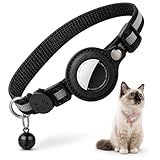 Collier AirTag Chat – Collier pour Chat avec Support AirTag Intégré, Sécurité Anti-Étranglement, Réglable et Léger – Compatible AirTag (Noir)