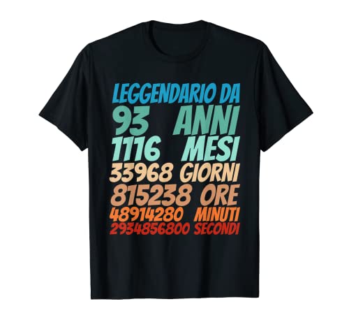 Legendario desde 93 años 93 cumpleaños mujeres Hombres Camiseta