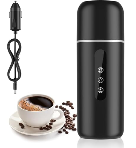 Hervidor eléctrico para coche, 420 ml, 12 V/24 V, taza de hervidor de agua portátil con control de temperatura, revestimiento de acero inoxidable 304 y apagado automático, agitación magnética