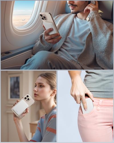 2025 Magnetic Power Bank for iPhone,5000mAh Magsafe Battery Pack with 20w Fast Charging,Slim Magsafe Power Bank USB C in&Out,with LED Display,Wireless Portable Charger for iPhone 16/15/14/13/12 Series