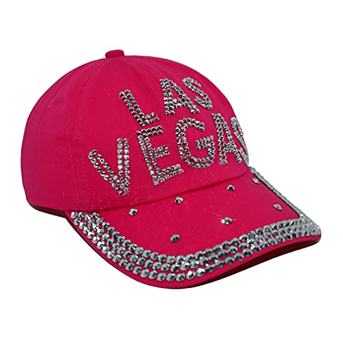 Casquette de baseball coton rose ajustable avec strass brillants femme