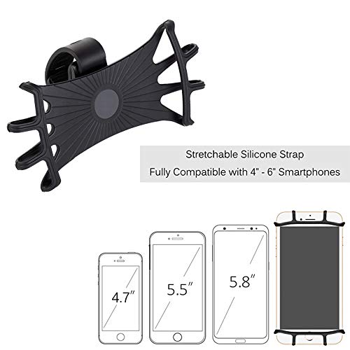 Suporte de celular para bicicleta, suporte estabilizador de silicone giratório de 360°, braçadeira u