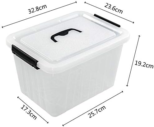 Joyeen 12 L Plastic Boxes with Lids and Handles, Set of 6 Storage Containers