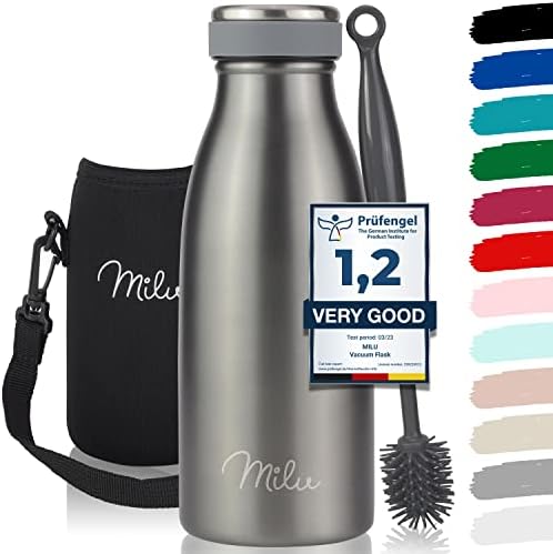 Milu z nierdzewnej stali Butelka do picia 500ml, 750ml, 1000ml - termos, izolowana butelka na wodę, szczelna izolowana butelka o podwójnych ściankach, odporna na kwas węglowy - w zestawie szczotka do czyszczenia (Mięta, 750ml)