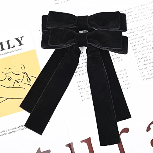 2Pcs Black Velvet Bows Girls Hair Clip Ribbon Accessories For Baby Toddlers Teens Kids #TOP5