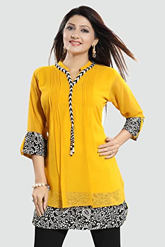 Image of Keshubaba Women's Short Tunics with Neckline Embroidery |Kurti Tops | Short Kurti | Short Kurti for Women | Short Kurti for Girls