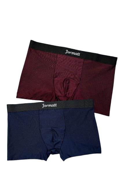 Jormatt Men's Boxer Briefs, Pack of 2, Maroon and Navy Blue-image-12