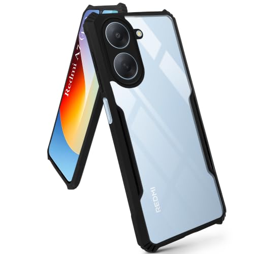 Image of Jkobi Hybrid Back Cover Case for Redmi A7 4G (Shockproof with Polycarbonate Clear Panel | Professional Black)