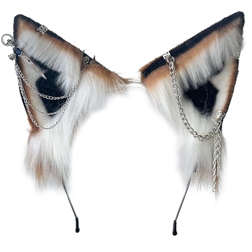 Wzltyrzz Silver Sword Punk Cat Fox Ears Headband, Cosplay Clips WZ-30