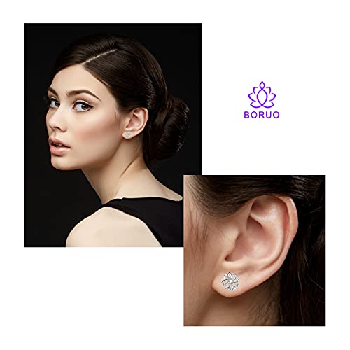 Solid 18K Gold Over 925 Sterling Silver Stud Earrings, Lotus Flower Yoga Stud Earrings/Silver Earrings, Gold Earrings for Women3