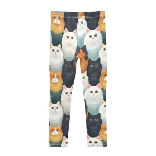 Colorful Cute Cat 1 Girls Leggings Athletic Pants Tights Stretch Bottom2