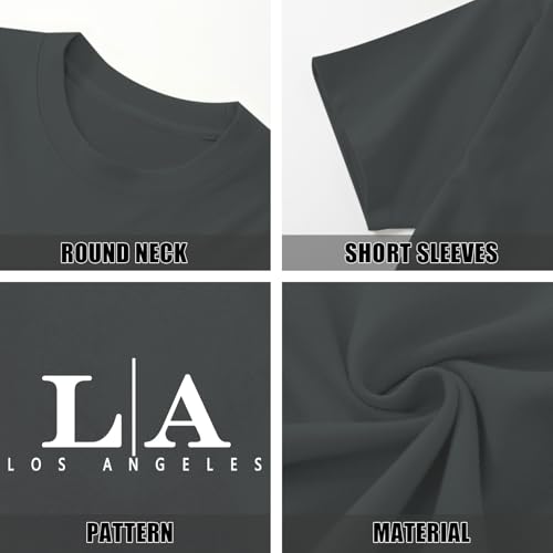 Image of BeWithYou Oversized Graphic Tshirts for Men Vintage Los Angeles Letter Graphic Shirt Baggy Streetwear Tee Casual Cotton Tops