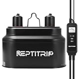 Dual Reptile Light Fixture with Timer & PID Dimming Thermostat, Day-Night Heat & Light Cycle, Heat Lamp for Bearded Dragons Terrariums, Max 160W Per Socket (No Bulbs)