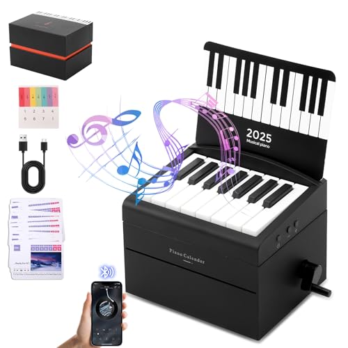Playable Piano Calender 2025, Mini Piano with 52 Music Scores in 27 Cards, Gift for Valentine's Birthday Christmas Teenagers Boys Girls Adults Fans of Swift Home Decor (Black)