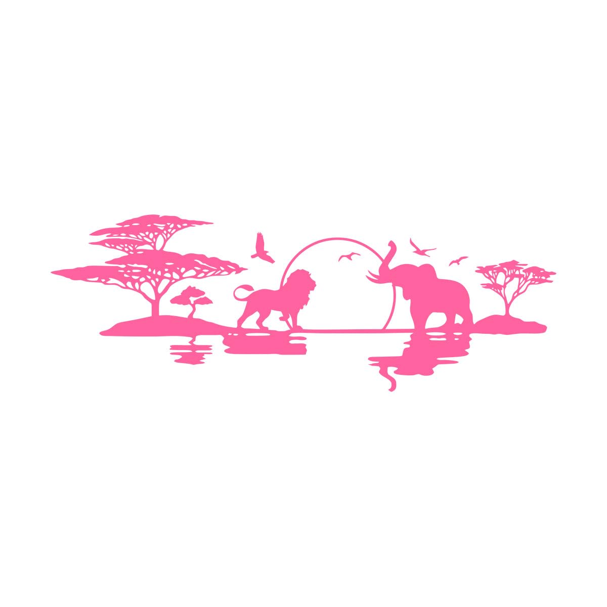 Africa Wall Decal Safari Kids Room Decor Wild Animals Lion Decals Elephant Wall Art Tree Vinyl Sticker Nature Nursery Decor Large - 40x114cm โ image 1