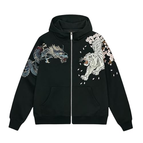 Manteau à capuche brodé style chinois homme veste originale confortable