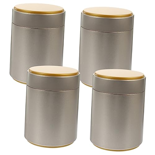 LALADEFIEE 4pcs Multi-function Tea Canister Portable Lid Tinplate Storage Canister for Tea Snack Candy Dried Foods Sealed Cans Home Accessory