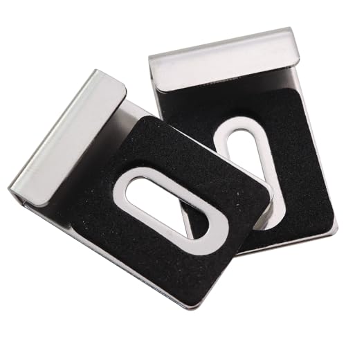 Image of 8PCS Metal Mirror Holder Kit Glass Clamps with Screw Rubber Pads Silver Heavy Duty Mirror Hanger Hardware Square Hardware Furniture Accessory for Frameless Mounting Billboard Displays