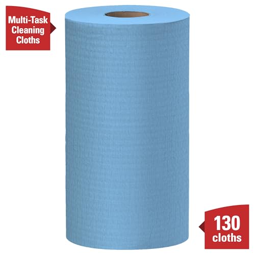 Image of WypAll GeneralClean X60 Cloths Multi-Task Cleaning Wipes (35411), Strong and Absorbent Towels, Blue (130 Sheets /Roll, 12 Rolls, 1,560 Sheet Total)