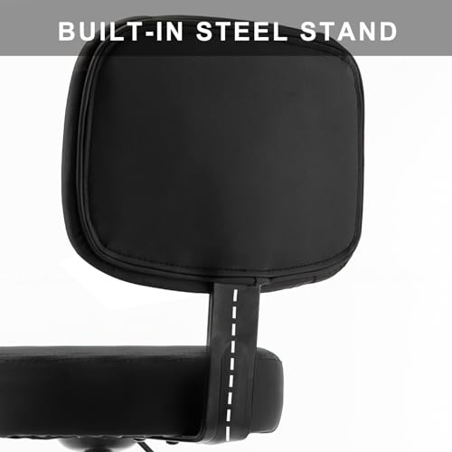 CoVibrant Heavy Duty Shop Stool with Ergonomic Backrest - Lockable Rubber Wheels & High Footrest, 360° Swivel, Adjustable Height for Garage Workshop Workbench, 350lbs Capacity (Black, 24"-27") by CoVibrant - Image 4