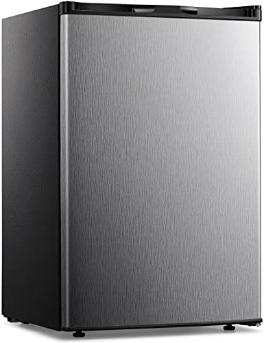 Kismile 3.0 Cu.ft Compact Upright Freezer with Reversible Single Door,Removable Shelves Mini Freezer with Adjustable Thermostat for Home/Kitchen/Office (3.0 Cu.ft, Stainless Steel)
