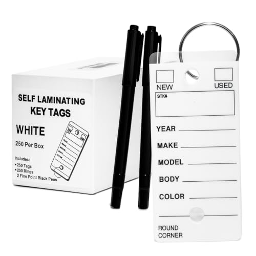 Self Laminating Key Tags for Car, Truck, RV Dealership or