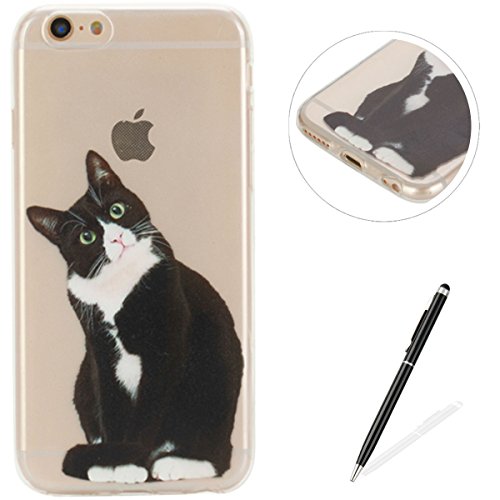 Feeltech Estuche para iPhone 6/6S 4.7" Flexible Ultra-Delgado Ligera TPU de Silicona Carcasa con Lindo Colorido del Diseño Patrón - Gato