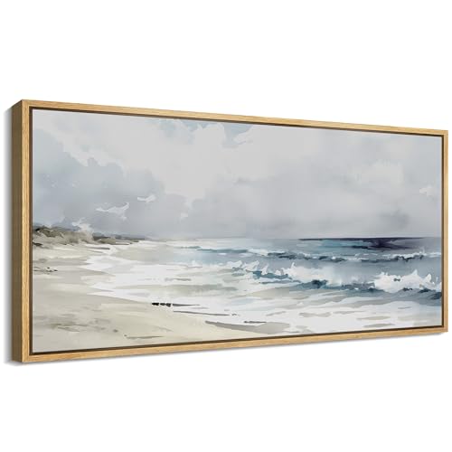 MUDECOR Extra Large Framed Canvas Print Wall Art Serene Beach