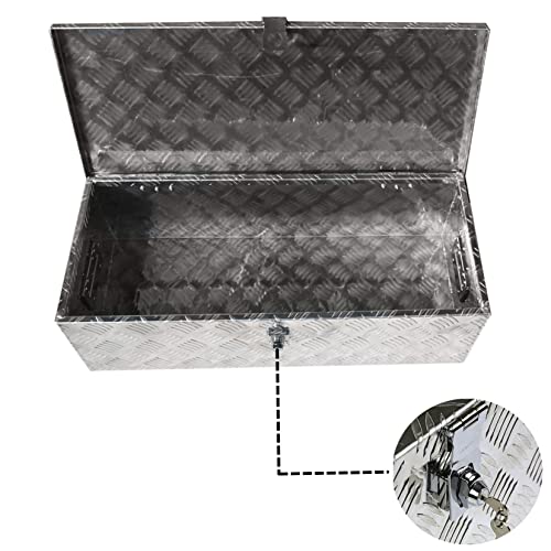 Seblaff 30In Aluminum Diamond Plate Tool Box Truck Pickup Trailer Tool Box Underbody Storage 29.92 X 12.99 X 9.84In (L X W X H) W/Lock And Key Silver #TOP3