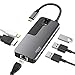 USB C Hub,USB C Adapter for MacBook Pro 2019 2018 2017,Selore 6 in 1 Type C Adapter with 4K HDMI,3 USB 3.0 Ports,RJ45 Ethernet Port,USB C Power Pass-Through Port,Portable for Type C Laptops- Gray