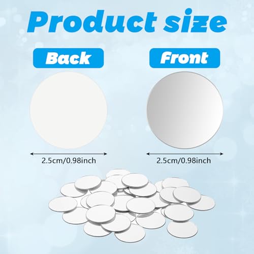 100 sztuk okrągłych mini lusterek, małe płytki lustrzane, samoprzylepne, 2,5 cm, mini akrylowe, okrągłe lustro, małe akrylowe lustro do majsterkowania, mozaiki, lustro, dekoracja do łazienki