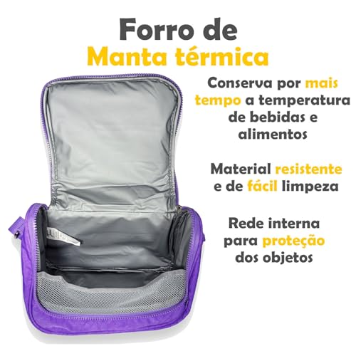 Kit Rebecca Bonbon Mochila Rodinha Lancheira Térmica Estojo Box Crinkle RB (Lilás)