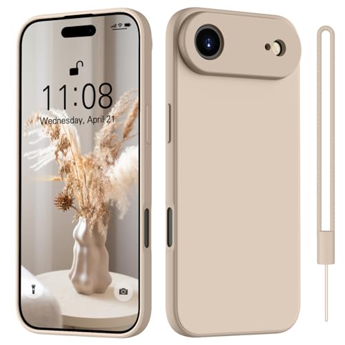 HGH für iPhone Air Hülle Silikon mit 1 Lanyard, Handyhülle für iPhone Air Dünn Rundumschutz mit Microfiber-Innenfutter Kratzfest Schutzhülle Case 6.5" Khaki